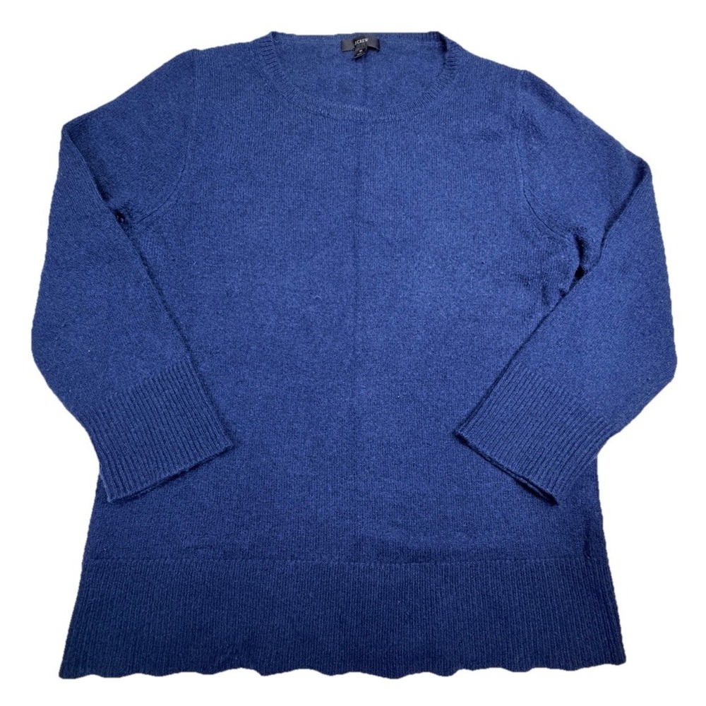J.Crew Wool Cashmere Sweater‎ Medium Blue Crewneck Pullover 70/30